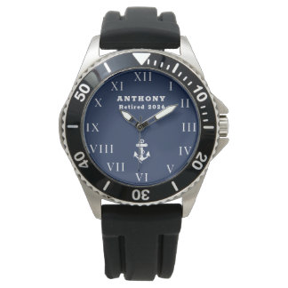 Retired Retirement Nautical Anchor Vintage Navy  Watch