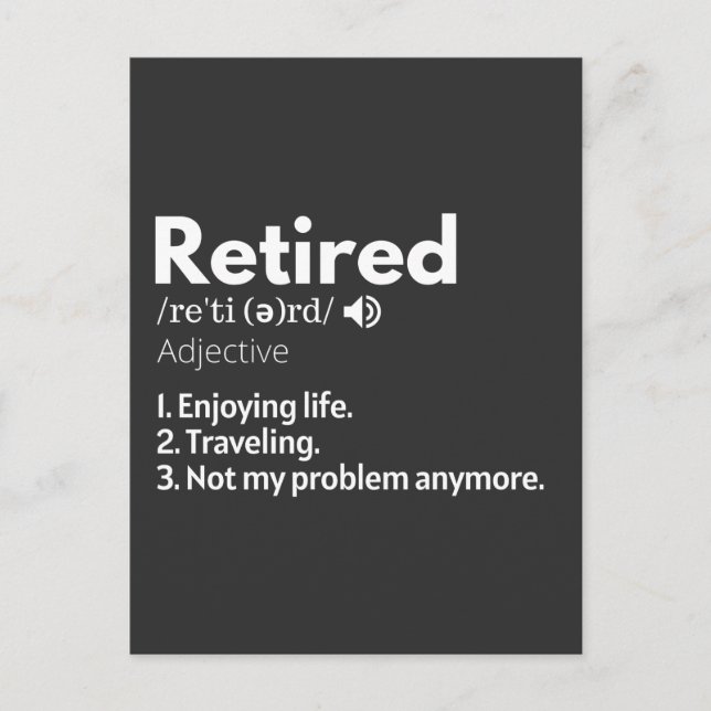 retired, retirement, retiree, retiree, retirement, postcard (Front)
