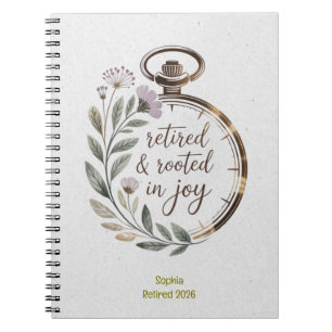 Retired & Rooted in Joy Personalised Name Year Notebook