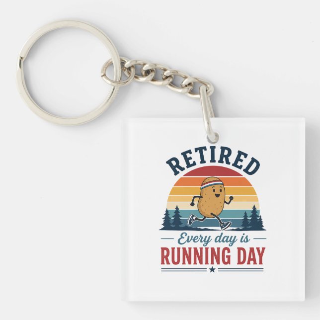 Retired Running Potato Every Day Is Running Day Key Ring (Front)
