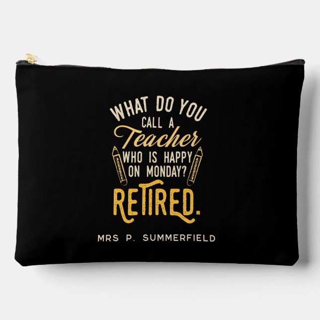 Retired School Teacher Retirement Personalised Accessory Pouch (Front)