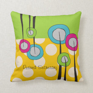 Retired Secretary Pillow Whimsical Flowers Design