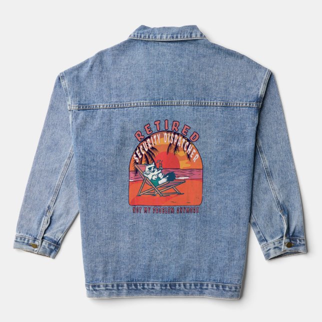 Retired Security Dispatcher Vintage Retirement Denim Jacket (Back)