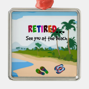Retired...See you at the Beach Metal Tree Decoration