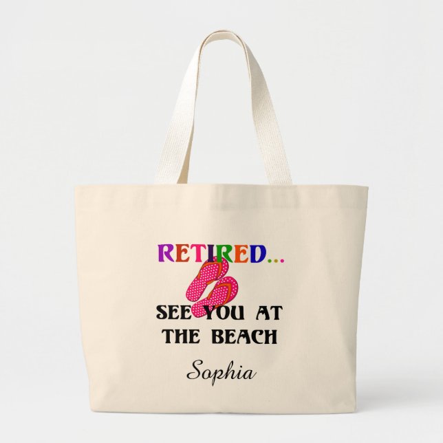 Retired - See You at the Beach, Template Large Tote Bag (Front)