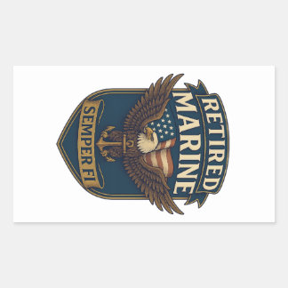 Retired Semper Fi Marine over eagle & flag Rectangular Sticker