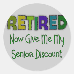 Retired SENIOR DISCOUNT Classic Round Sticker