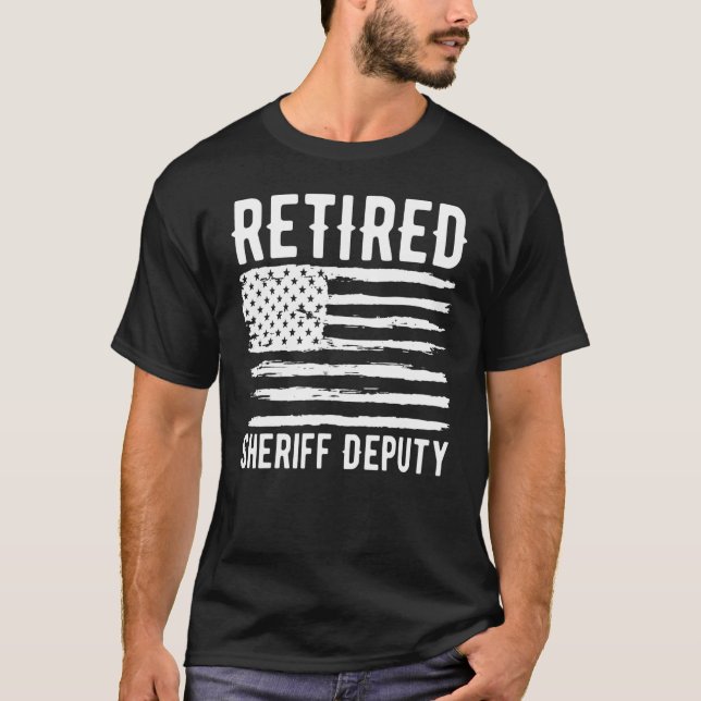 Retired Sheriff Deputy Profession American Flag T-Shirt (Front)
