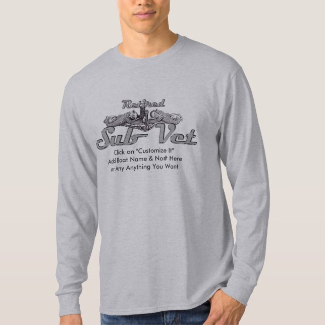 Retired Sub Vet w/ Silver Dolphins T-Shirt (Front)