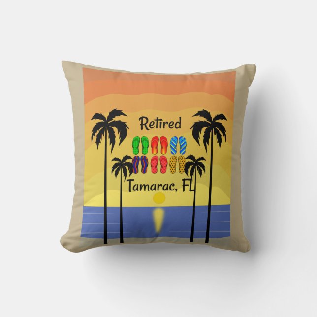 Retired...Tamarac, FL, colourful design, Cushion (Front)