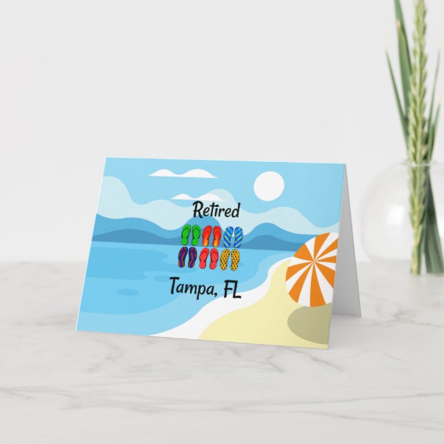 Retired--Tampa, FL, colourful flip-flops, Card (Front)
