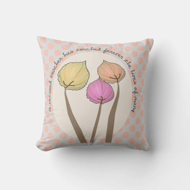 Retired Teacher Artsy Leaves Pillow (Front)