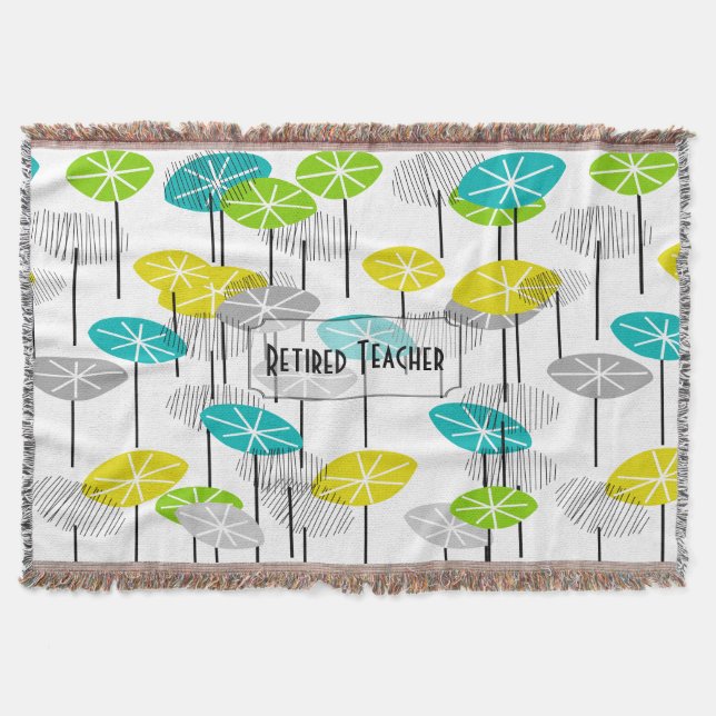 Retired Teacher Artsy Seed Pods Blanket (Front)