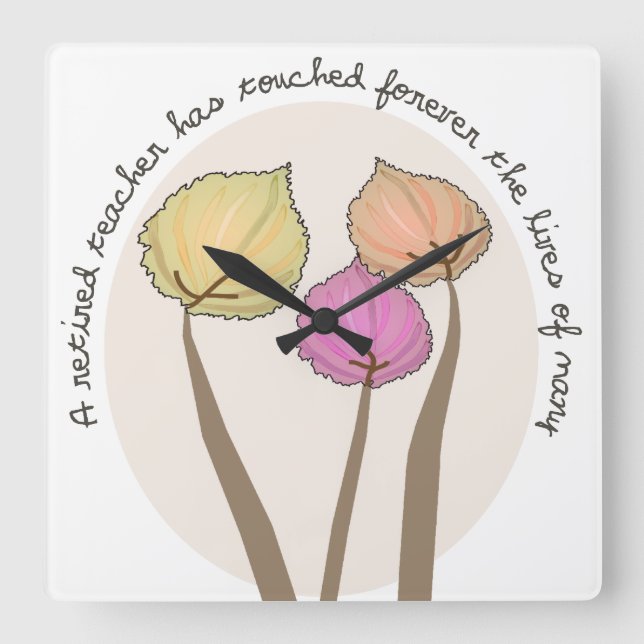 Retired Teacher Artsy Trees Clock (Front)