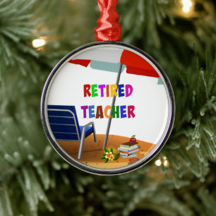 Retired Teacher, Beach Scene, Metal Tree Decoration