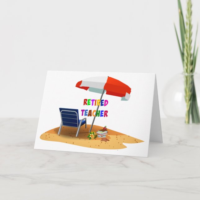 Retired Teacher, Beach Scene (revised) Card (Front)