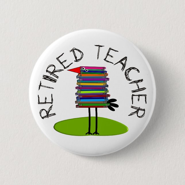 Retired Teacher "Book Bird" Gifts 6 Cm Round Badge (Front)