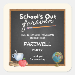Retired Teacher Chalkboard Farewell Party Square Sticker