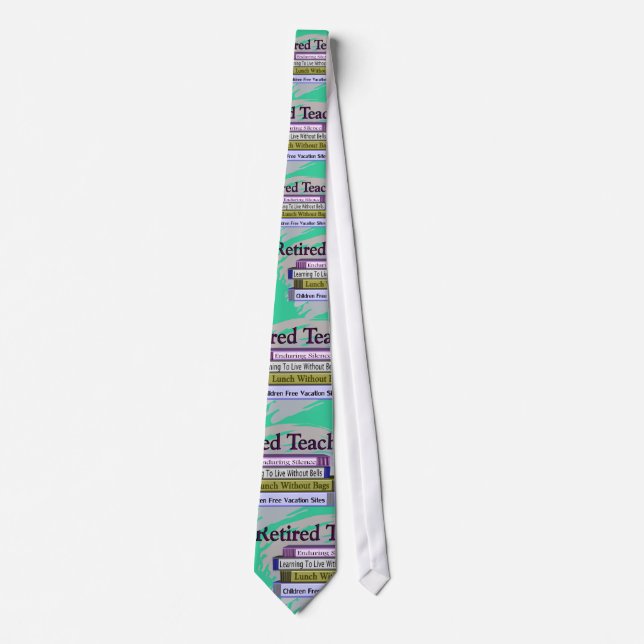 Retired Teacher Funny Books Men's Tie (Front)