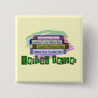 Retired Teacher (Funny Stack of Books Design) 15 Cm Square Badge
