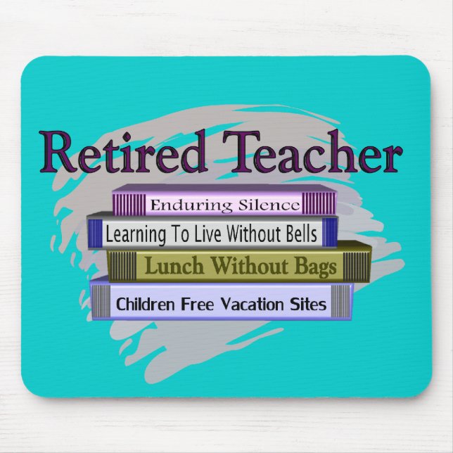 Retired Teacher "Funny Stack of Books" Design Mouse Mat (Front)