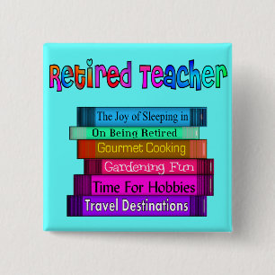 Retired Teacher Gifts Stack of Books Design 15 Cm Square Badge