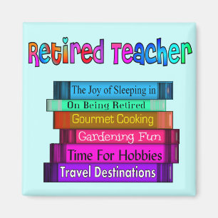 Retired Teacher Gifts Stack of Books Design Magnet