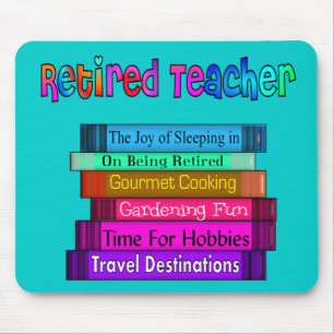 Retired Teacher Gifts Stack of Books Design Mouse Mat