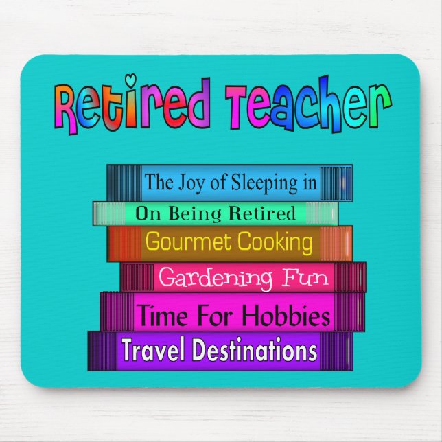 Retired Teacher Gifts Stack of Books Design Mouse Mat (Front)