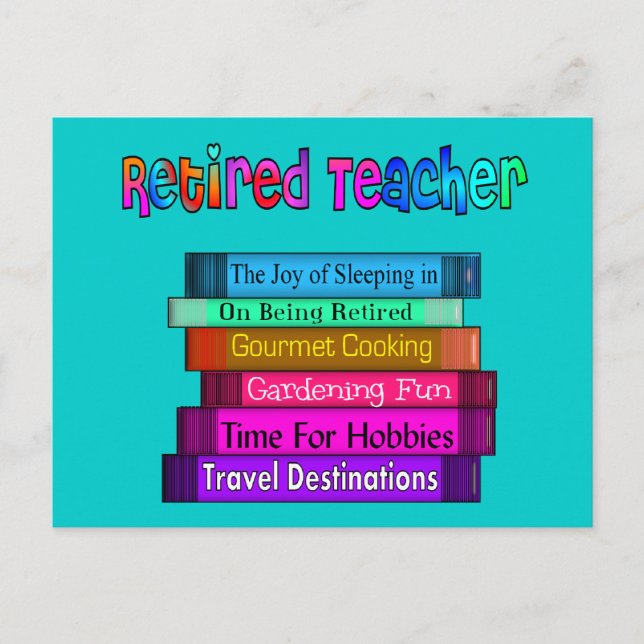 Retired Teacher Gifts Stack of Books Design Postcard (Front)