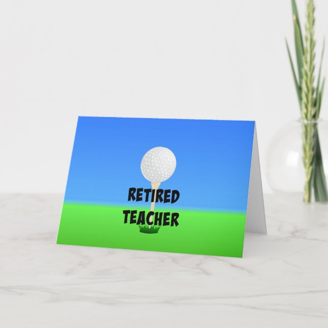 Retired Teacher, Golf Ball on a Tee Holiday Card (Front)