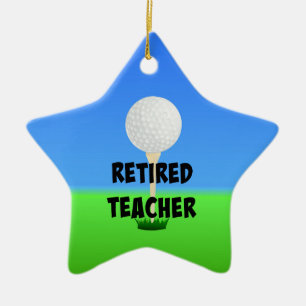 Retired Teacher - Golf Ball on Tee Ceramic Tree Decoration