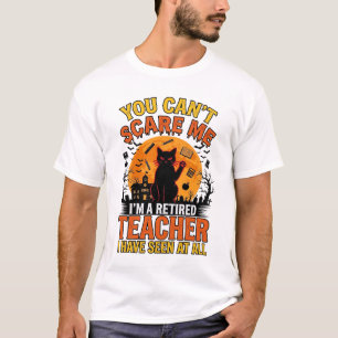 Retired Teacher Halloween Cat Vintage Shirt Design