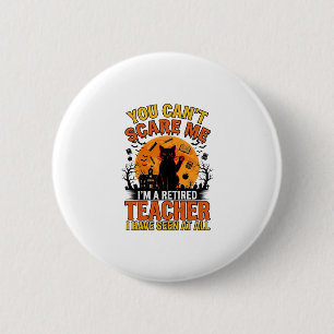 Retired Teacher Halloween Cat Vintage Shirt Design 6 Cm Round Badge