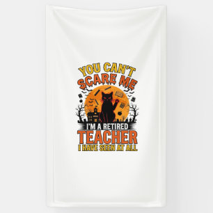 Retired Teacher Halloween Cat Vintage Shirt Design Banner