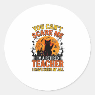 Retired Teacher Halloween Cat Vintage Shirt Design Classic Round Sticker