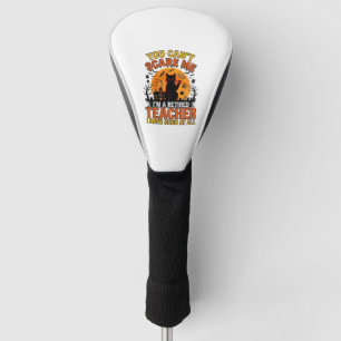 Retired Teacher Halloween Cat Vintage Shirt Design Golf Head Cover