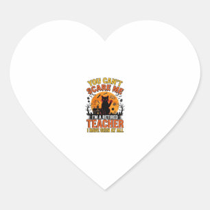 Retired Teacher Halloween Cat Vintage Shirt Design Heart Sticker