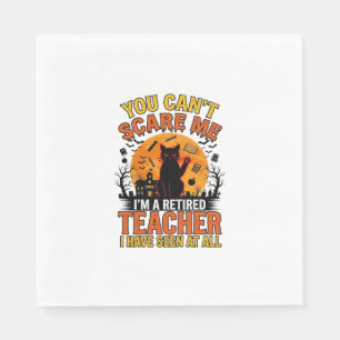 Retired Teacher Halloween Cat Vintage Shirt Design Napkin
