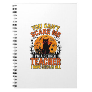Retired Teacher Halloween Cat Vintage Shirt Design Notebook