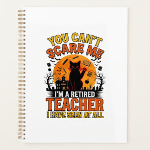 Retired Teacher Halloween Cat Vintage Shirt Design Planner