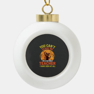 Retired Teacher Halloween Pumpkin Cat Design_1 Ceramic Ball Christmas Ornament