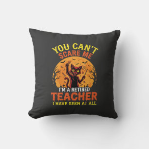 Retired Teacher Halloween Pumpkin Cat Design_1 Cushion