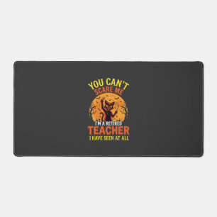 Retired Teacher Halloween Pumpkin Cat Design_1 Desk Mat