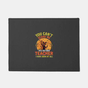 Retired Teacher Halloween Pumpkin Cat Design_1 Doormat