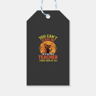 Retired Teacher Halloween Pumpkin Cat Design_1 Gift Tags