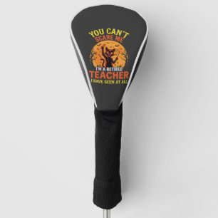 Retired Teacher Halloween Pumpkin Cat Design_1 Golf Head Cover