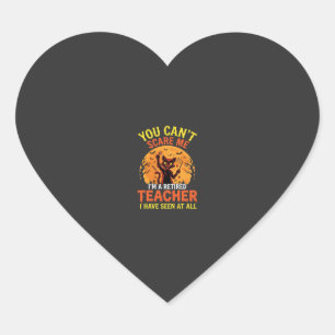 Retired Teacher Halloween Pumpkin Cat Design_1 Heart Sticker