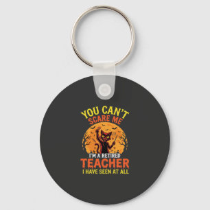Retired Teacher Halloween Pumpkin Cat Design_1 Key Ring