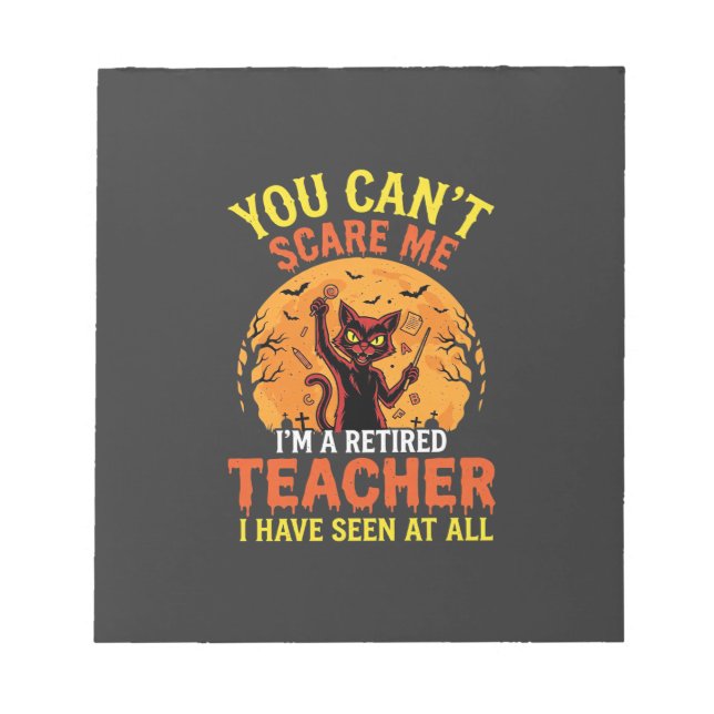 Retired Teacher Halloween Pumpkin Cat Design_1 Notepad (Front)
